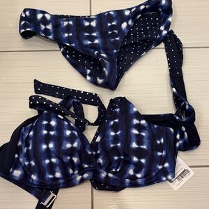 Athleta Navy and White Bikini
